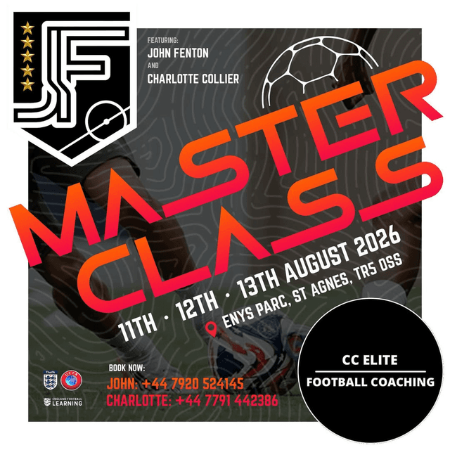Banner image for Summer MasterClass Days with Premier League Academy Coach John Fenton partnered with CC Elite Football Coaching