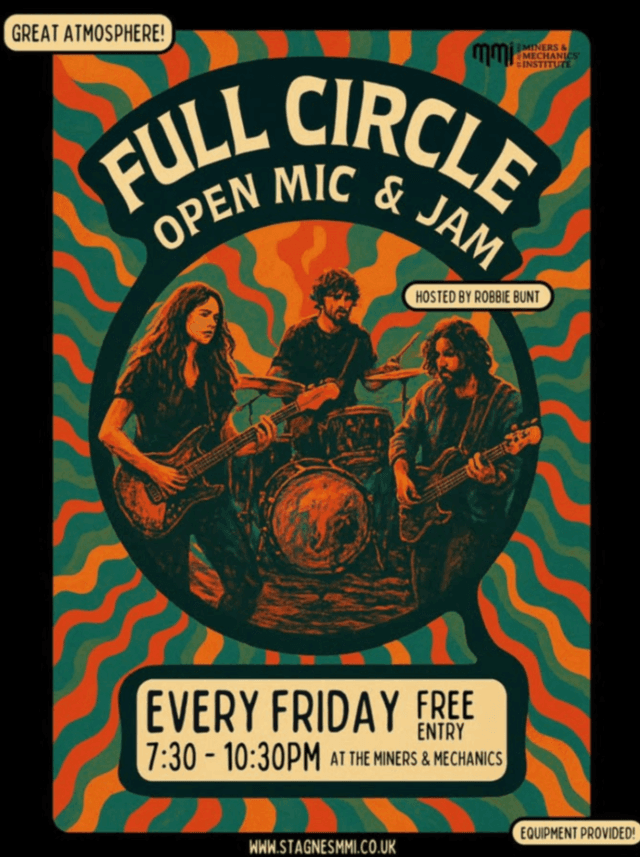 Banner image for Full Circle Open Mic & Jam – hosted by Robbie Bunt!