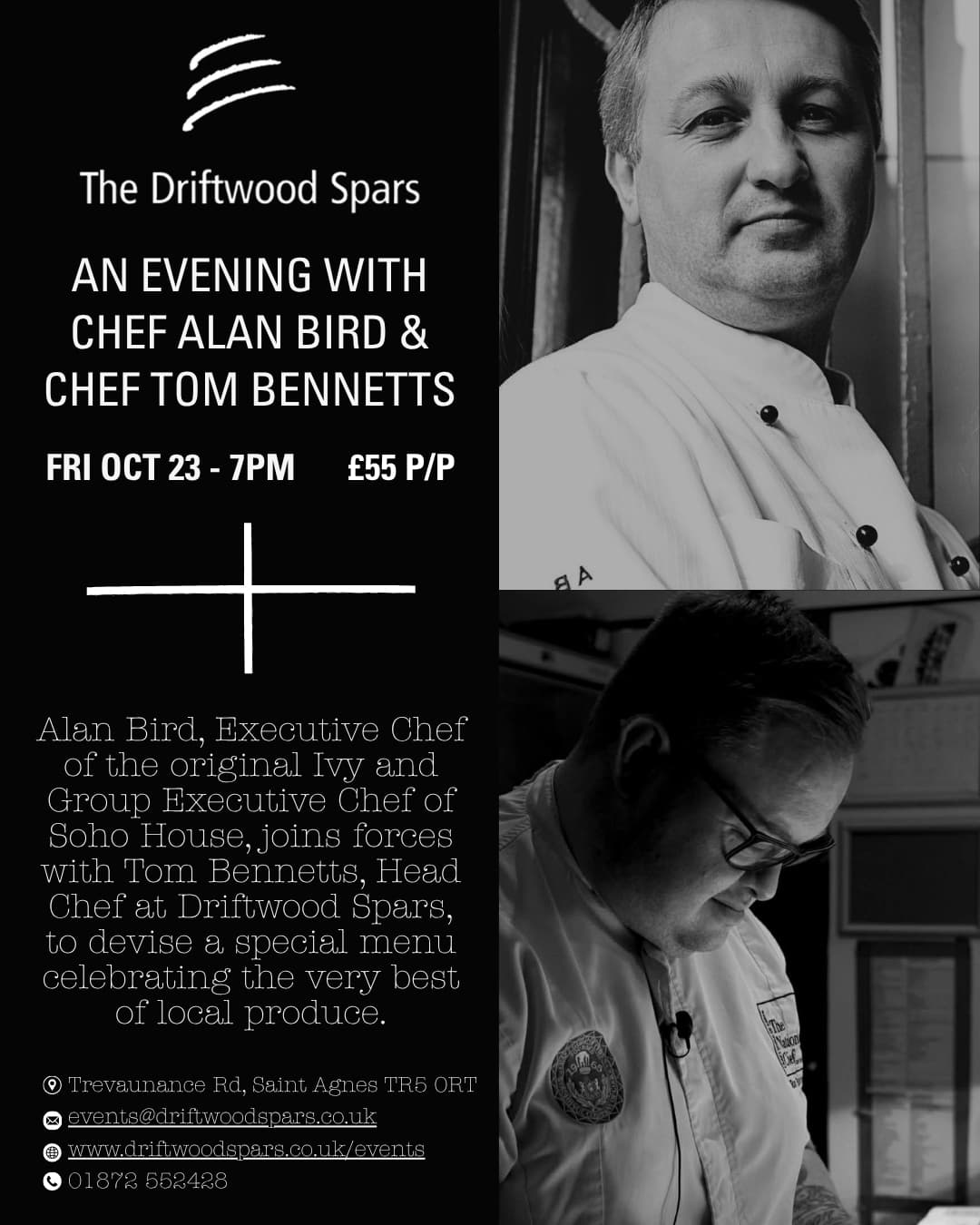 Poster for An Evening with Chef Alan Bird & Chef Tom Bennetts