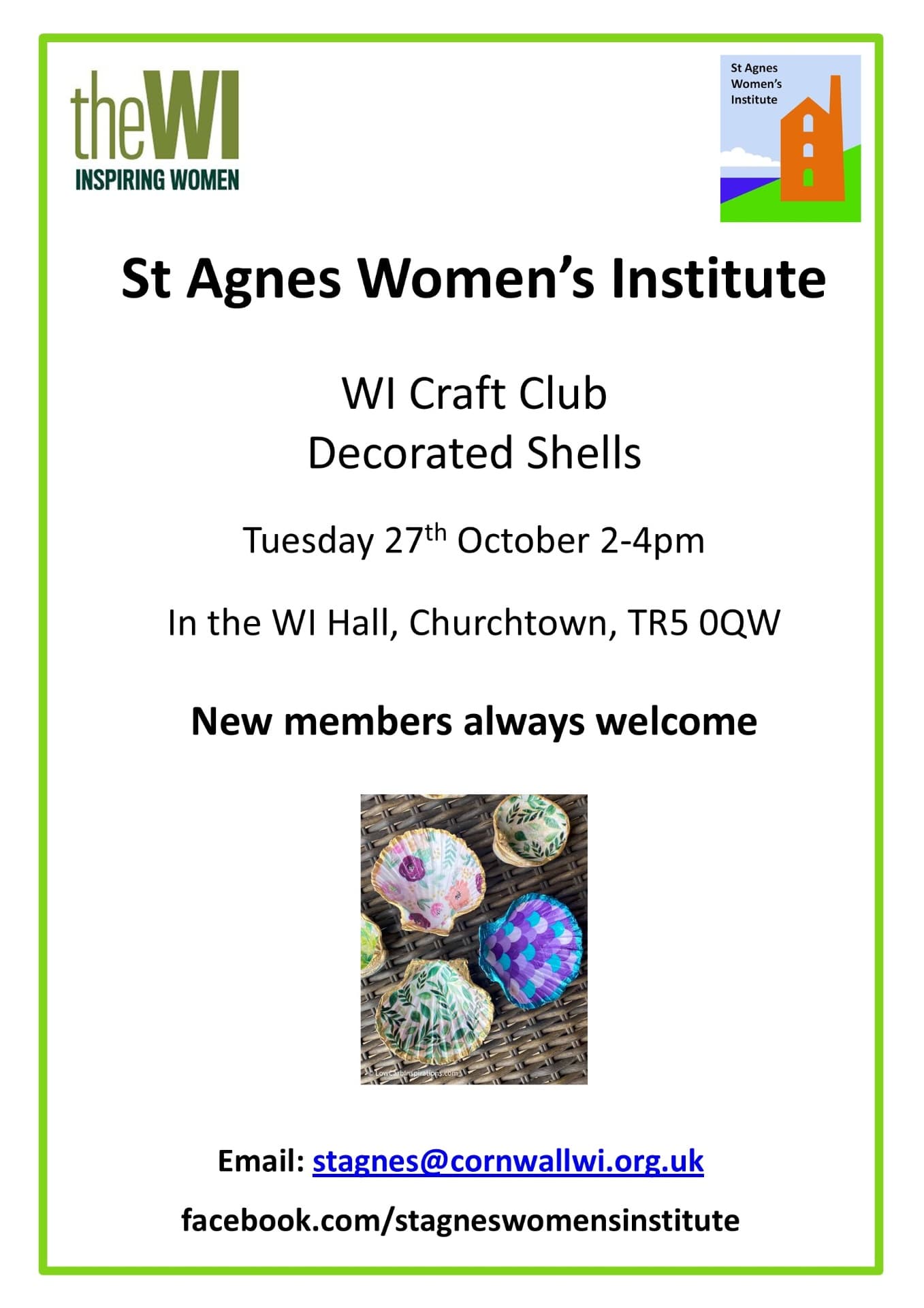 St Agnes Women's Institute WI Craft Club: Decorated Shells