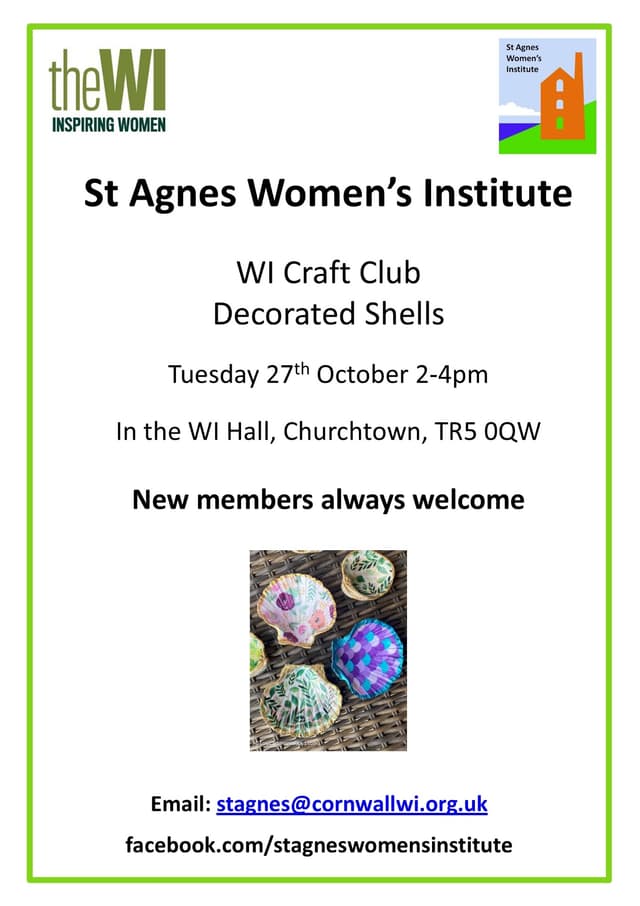 Banner image for St Agnes Women's Institute WI Craft Club: Decorated Shells