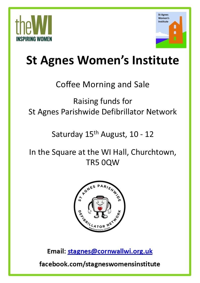 Poster for St Agnes Women's Institute Coffee Morning and Sale