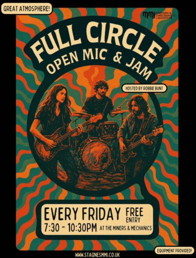 Banner image for Full Circle Open Mic & Jam – hosted by Robbie Bunt!