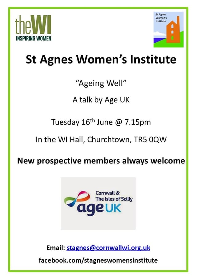 Banner image for St Agnes Women's Institute: "Ageing Well" talk by Age UK